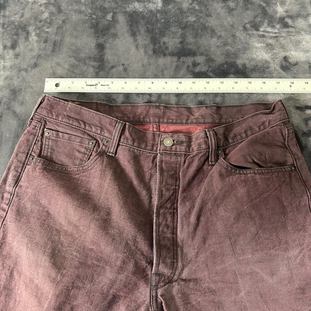 Levi's 501 Jeans Mens 38x32 Burgundy Original Fit Straight Leg Button Fly - Picture 2 of 10